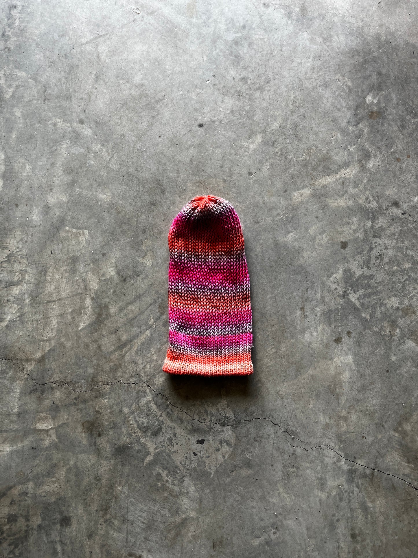 Pink fall rainbow striped beanie