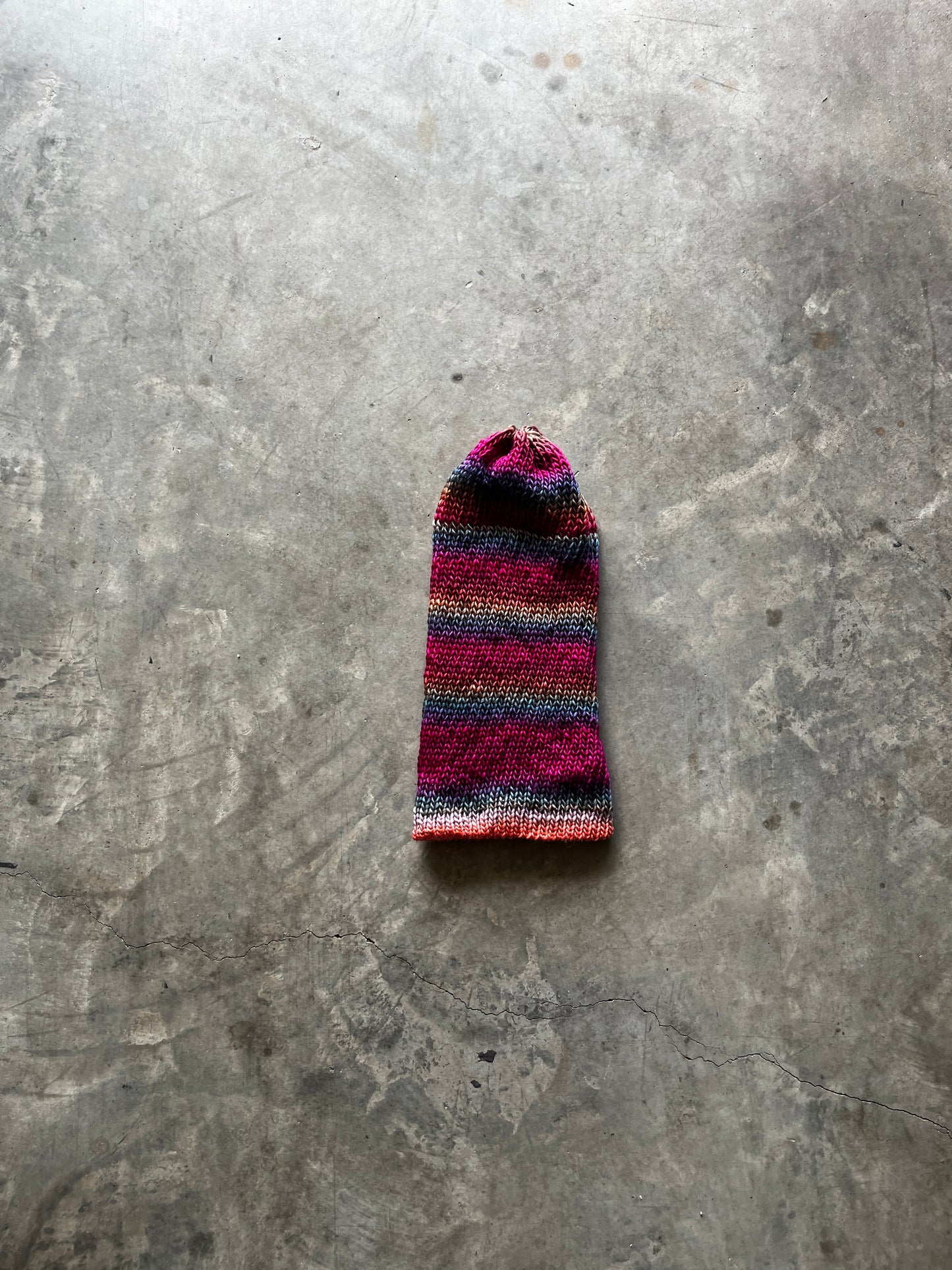 Pink fall rainbow striped beanie