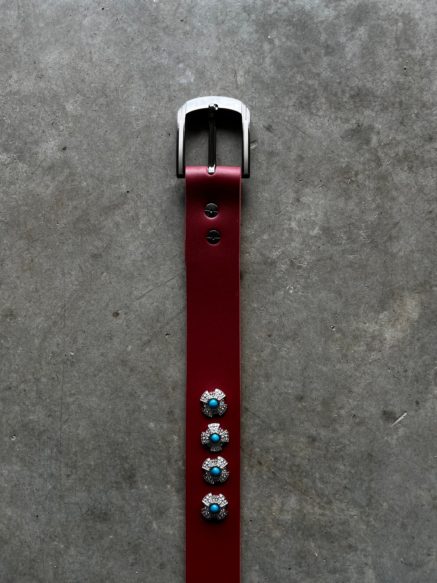 Cherry chrome cross belt