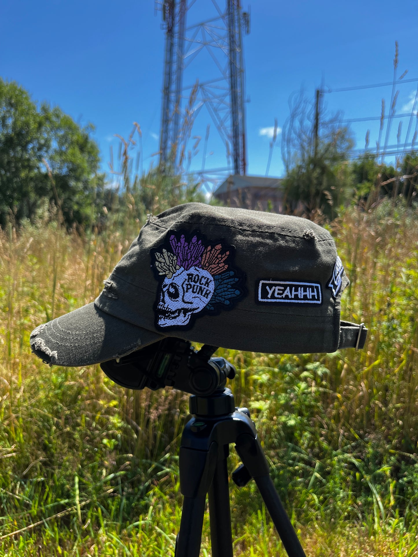 Military green punk trucker